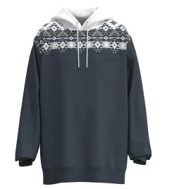 Hooey Men's "Ridge" White & Denim Hoodie HH1191WHDE