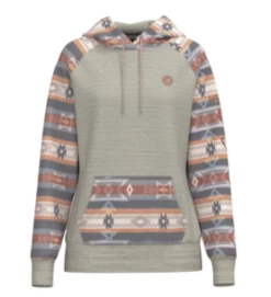 Hooey Girl's "Summit" Cream Space Dye W/ Pink Aztec Hoodie HH1198CRPK-Y