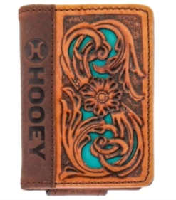 Hooey Men's "Cash" Bi-Fold Wallet Tan/Turquoise Leather Wallet HFW025-TNTQ