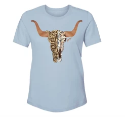 Hooey Women's "Yuma" Denim Steerhead Crew Tee HT1632DE