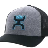 Hooey "Coach" Charcoal & Black Flexfit Ball Cap 2312CHBK