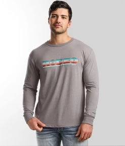 Hooey Unisex "Rodeo" Grey Long Sleeve Tee With Serape Pattern HT1536GY