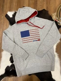 Hooey Youth “Liberty Roper” Heather Grey Hoodie W/Red & Blue Logo HH1178GY-Y