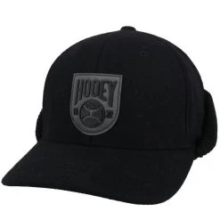 Hooey Men's "Out Cold" Black Wool Flexfit Ball Cap With Ear Flaps 2036BK